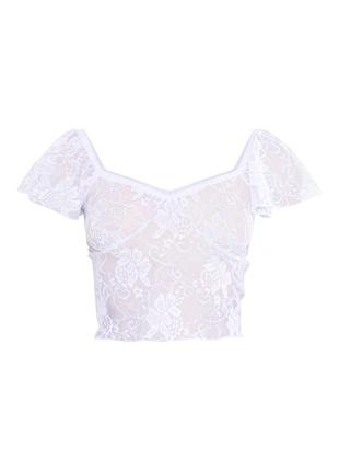 Белый кружевной кроп-топ 'prettylittlething'