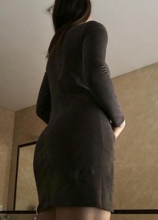 Сіре жіноче плаття під замшу на зав‘язках2 фото