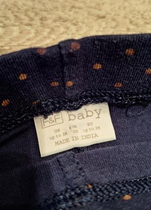 Сині трикотажні штанці/легінси для дівчинки 3-6 місяців f&f baby2 фото