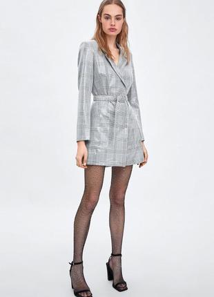 Zara sequin blazer платье пиджак, платье в пайетках, блестящее платье, платье в клетку1 фото