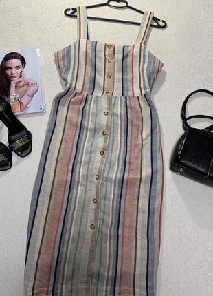 Красиве стильне міді плаття, сарафан з дерев'яними ґудзиками, у складі льон2 фото