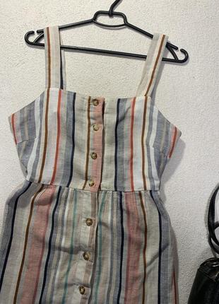 Красиве стильне міді плаття, сарафан з дерев'яними ґудзиками, у складі льон6 фото