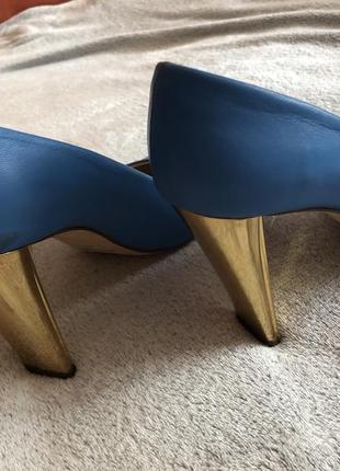 Fellini кожаные туфли лодочки, праздничные туфли, голубые туфли2 фото