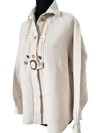 Классная восхитительная, стильная, красивая винтажная австрийская блузка рубашка ретро винтаж хлопок лен декор3 фото