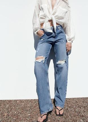 Джинси з подертостями широкі m розмір 38 28, 29 zara