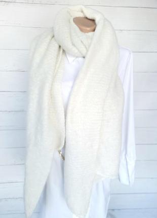 Шарф-палантин женский асимметричный осень-зима only бело-кремовый1 фото