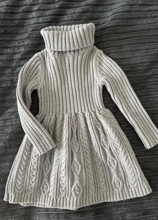 Теплое вязаное платье