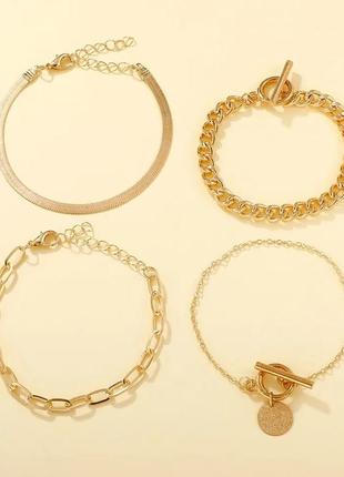 Красивий жіночий комплект аксесуарів gold ,годинник+браслети5 фото