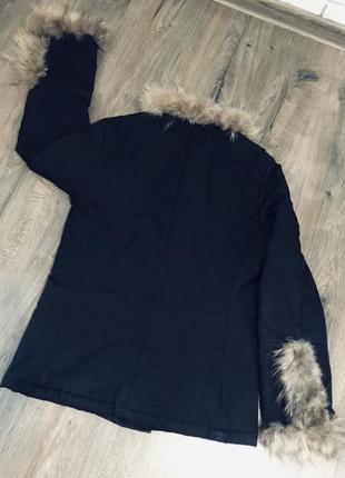 Куртка курточка парка пальто пуховик зима зимняя натуральный мех италия черная песец3 фото