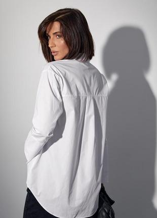 Удлиненная женская рубашка на пуговицах6 фото