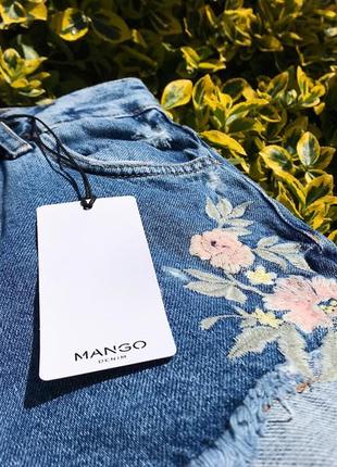 Джинсовые шорты mango с вышивкой, джинсові шорти з вишивкою манго6 фото