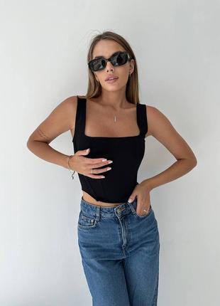 Корсет топ женский, завязки на спинке 42-48 креп дайвинг черный белый леопардовый принт коричневый7 фото