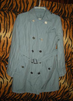 Супер пальто"olsen"р.48,сжатый коттон голубого цвета