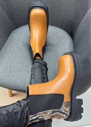 Эксклюзивные ботинки челси из натуральной итальянской кожи и замши женские2 фото