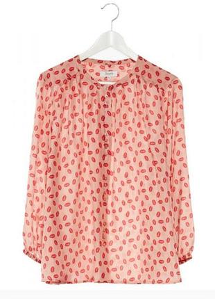Вінтажна шовкова блуза в поцілунки flowers for friends (розмір 38)
