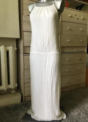 Длинное макси белое платье шелк италия 8-10-127 фото
