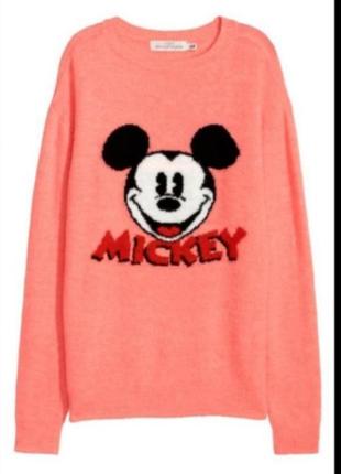 Новий светр жакардовий h&amp;m новий джемпер-вовна мікі маус mickey mouse