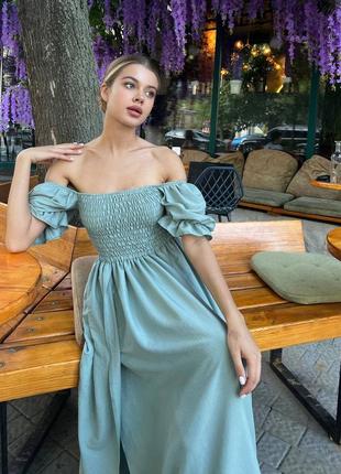 Жіноча оливкова естетична легка вишукана сукня креп жатка 2024