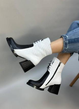 Эксклюзивные ботинки из итальянской кожи и замши женские на каблуке3 фото