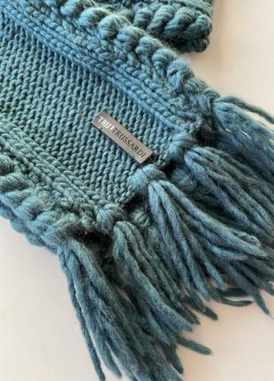 Блакитний вовняний шарф trussardi