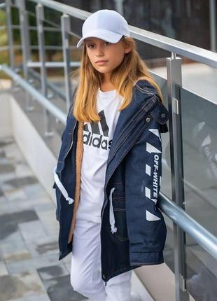 Подростковая куртка парка на девочку длинная теплая 128-134