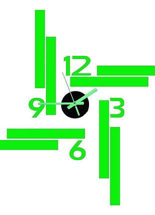 Настінний годинник, що світиться в темряві, цифри арабський і смуги колір салатовий diy зроби сам 40 см