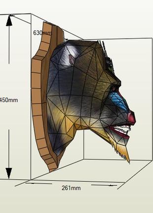 Paperkhan конструктор із картону мавпа бабуїн пазл орігамі papercraft фігура полігональна набір подарок сувенір антис