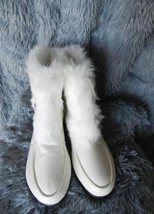✅ белоснежные ботинки зима опушка натуральный мех кролик2 фото