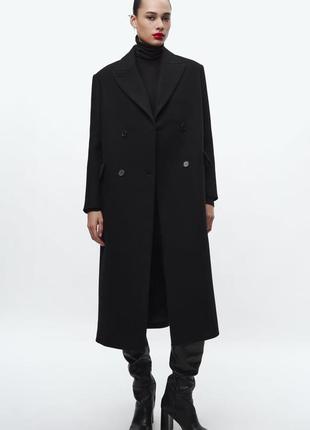 Пальто в чоловічому стилі з вовною zara лімітована колекція