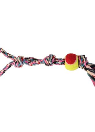 Игрушка trixie для собак игровой канат котон с мячом и ручкой 50см арт.3280 (4011905032801)