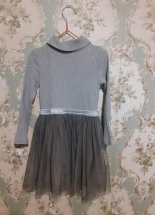 Сукня світло-сіре з спідницею фатин1 фото