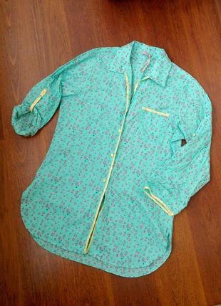 38-40р. бирюзовый халат-рубашка, хлопок cyberjammies1 фото