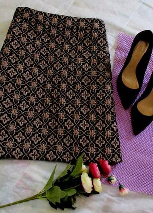 Бесподобная жаккардовая фактурная юбочка красное золото.рр16/limited edition