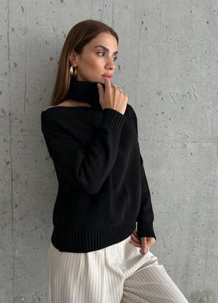 Женский свитер машинной вязки отличное качество с вырезом на одно плече оверсайз турция4 фото