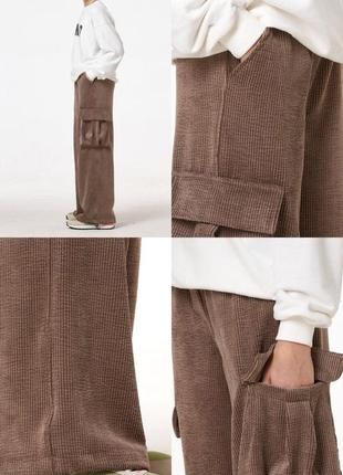 Стильные брюки карго вельвет для девочки3 фото