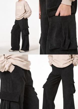 Стильные брюки карго вельвет для девочки1 фото