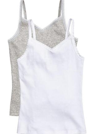 Маечка h&m -хлопок с кружевом 8-11 лет
