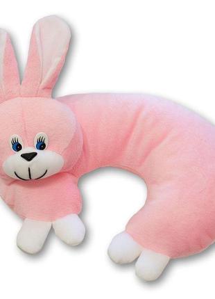 М'яка іграшка zolushka подушка рожок заєць 33см рожевий (zl4342)