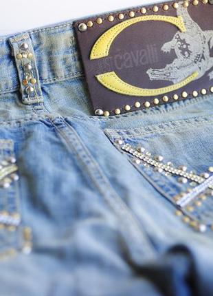 Винтажные джинсы just cavalli, женские джинсы со стразами синего цвета размер 27.5 фото