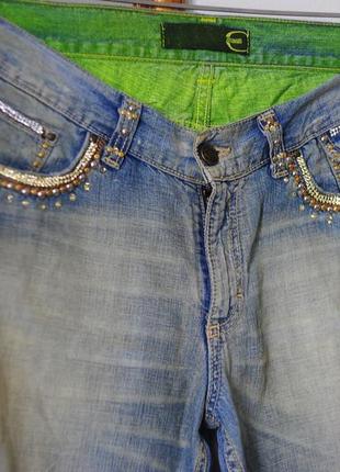 Винтажные джинсы just cavalli, женские джинсы со стразами синего цвета размер 27.4 фото