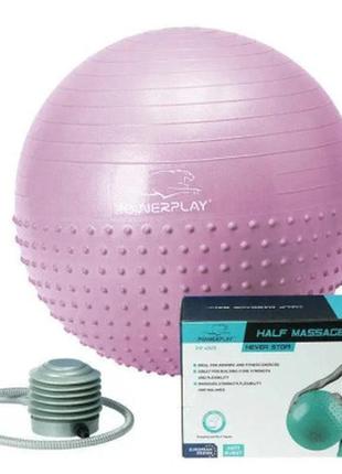 Мяч для фитнеса powerplay 4003 65 см ліловий + помпа (pp_4003_65cm_violet) - топ продаж!