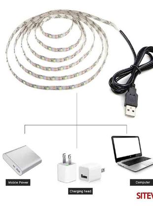 Світлодіодна стрічка лента 2 метра dc 5v 2835 led з usb powerbank
