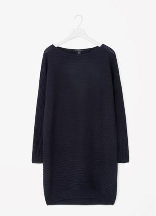 Шерстяное платье цвета navy blue cos