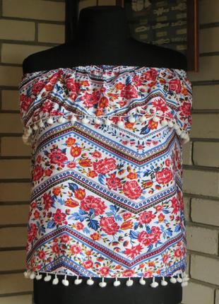 Блуза без бретель с воланом 14 р-ра.