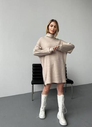 Женское теплое платье ангора овесайз деми