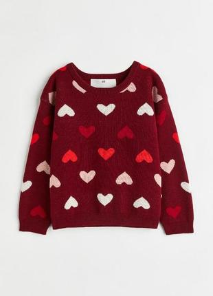 Красивый свитер кофта тонкой вязки для девочки h&amp;m сердечка