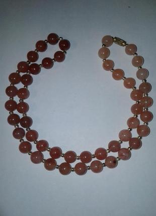 Сердоликовое ожерелье, нежного цвета. 55 см