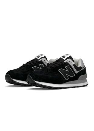 New balance 574 замша черные с серым3 фото