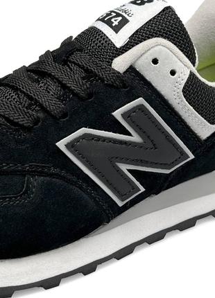 New balance 574 замша черные с серым8 фото