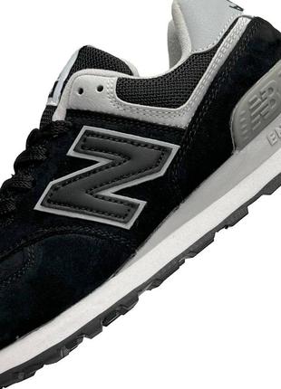 New balance 574 замша черные с серым6 фото